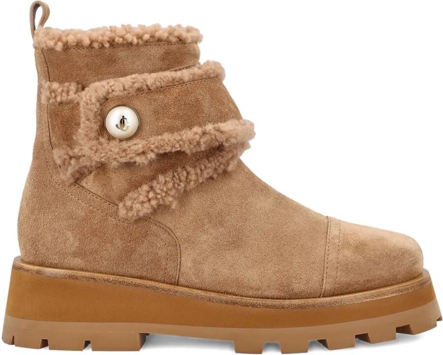 Jimmy Choo Laarzen met lammy afwerking en plateauzool Bruin