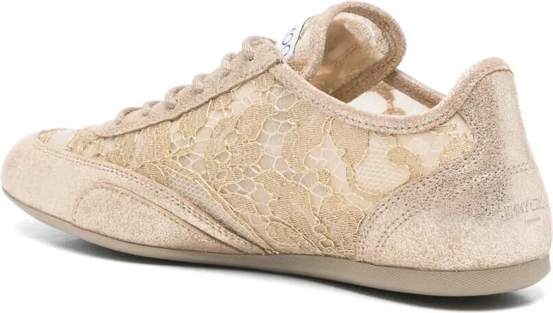 Jimmy Choo lace-panelled metallic sneakers Beige - Foto 3