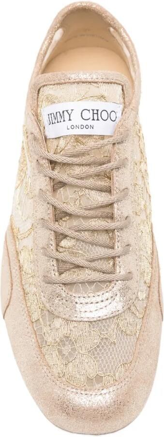 Jimmy Choo lace-panelled metallic sneakers Beige - Foto 4