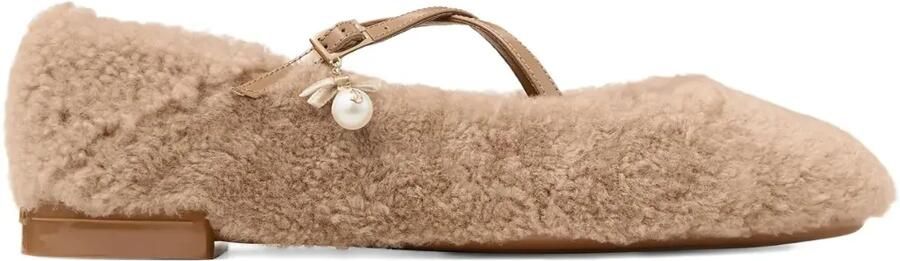 Jimmy Choo Lammy ballerina's met kruisbandjes Bruin