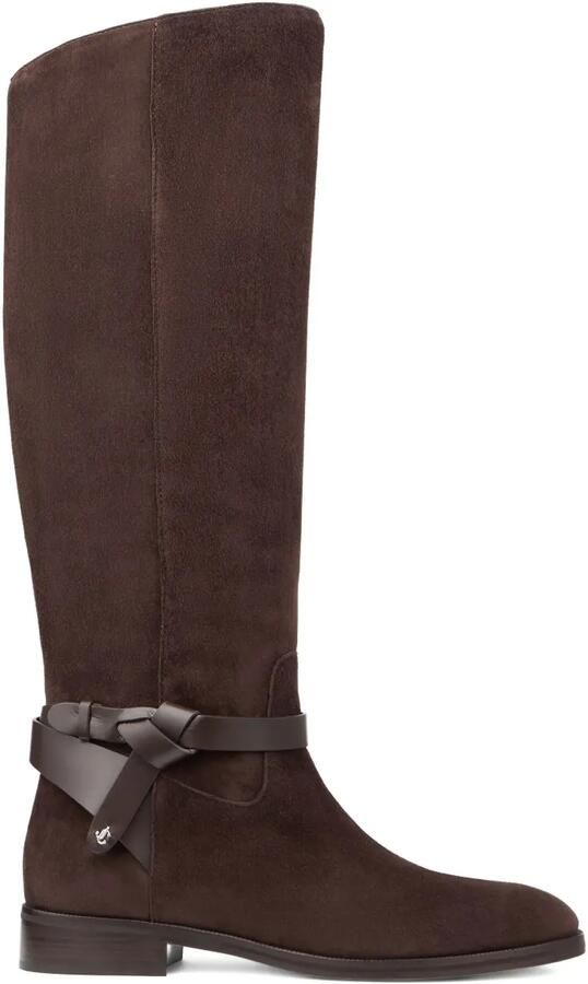 Jimmy Choo Lawton leren laarzen met geknoopte band Bruin