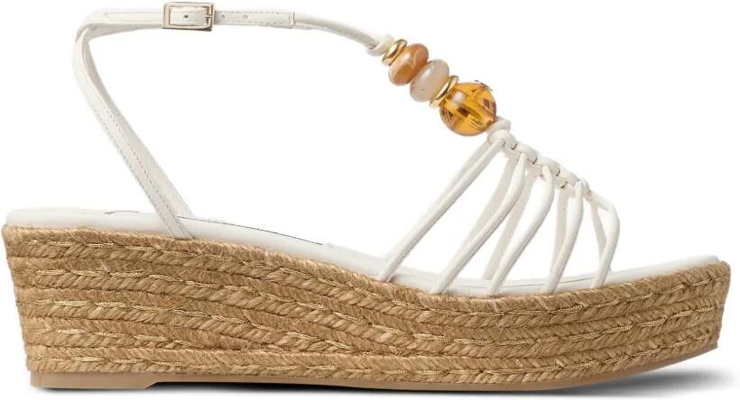 Jimmy Choo Lemi 50 latte mix nappa leren sleehak met kralen Wit