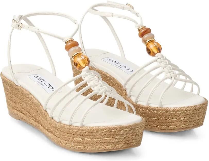 Jimmy Choo Lemi 50 latte mix nappa leren sleehak met kralen Wit - Foto 2