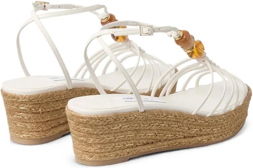 Jimmy Choo Lemi 50 latte mix nappa leren sleehak met kralen Wit - Foto 5