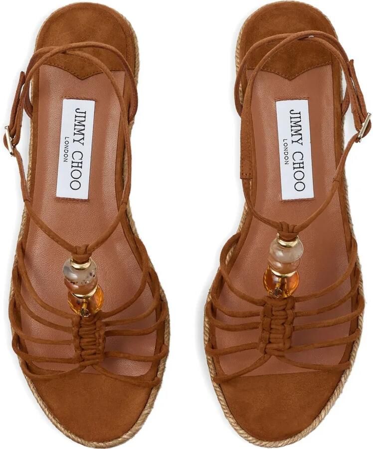 Jimmy Choo Lemi 50 tan suède sandalen met sleehak en kralen Bruin - Foto 2