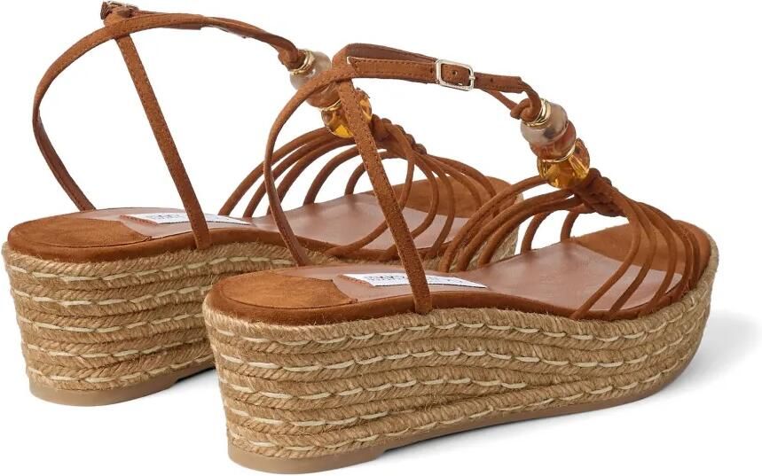 Jimmy Choo Lemi 50 tan suède sandalen met sleehak en kralen Bruin - Foto 3