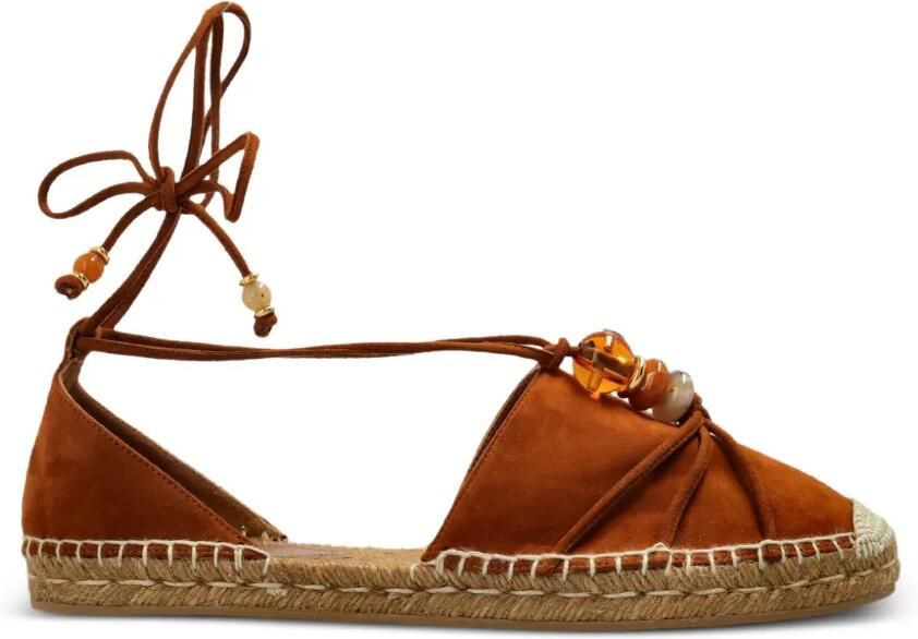 Jimmy Choo Lemi leren ballerina's verfraaid met kralen Bruin