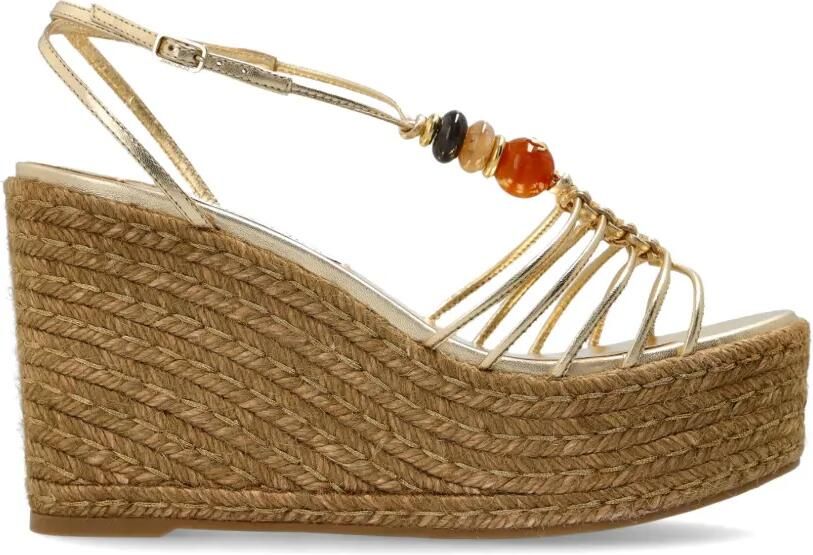 Jimmy Choo Lemi Wedge 50 sandalen verfraaid met kralen Goud