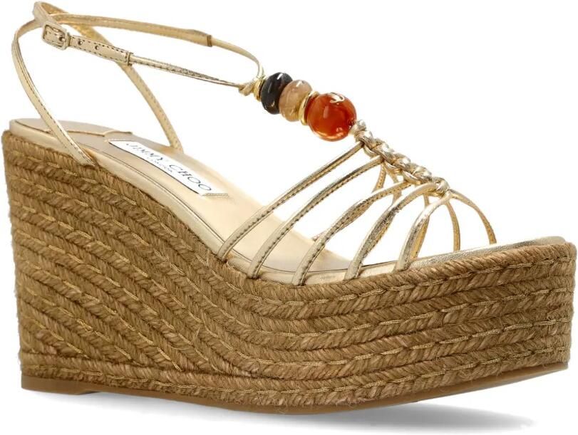 Jimmy Choo Lemi Wedge 50 sandalen verfraaid met kralen Goud - Foto 4