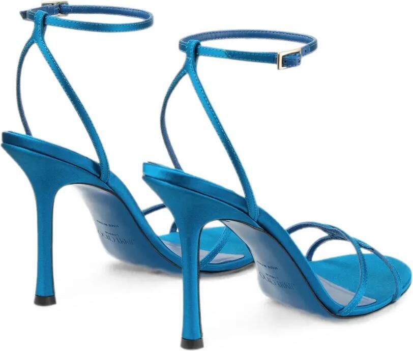 Jimmy Choo Leo 100 satijnen sandalen Blauw - Foto 5