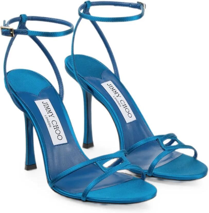 Jimmy Choo Leo 100 satijnen sandalen Blauw - Foto 2