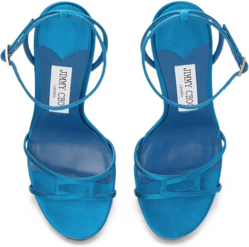 Jimmy Choo Leo 100 satijnen sandalen Blauw - Foto 3