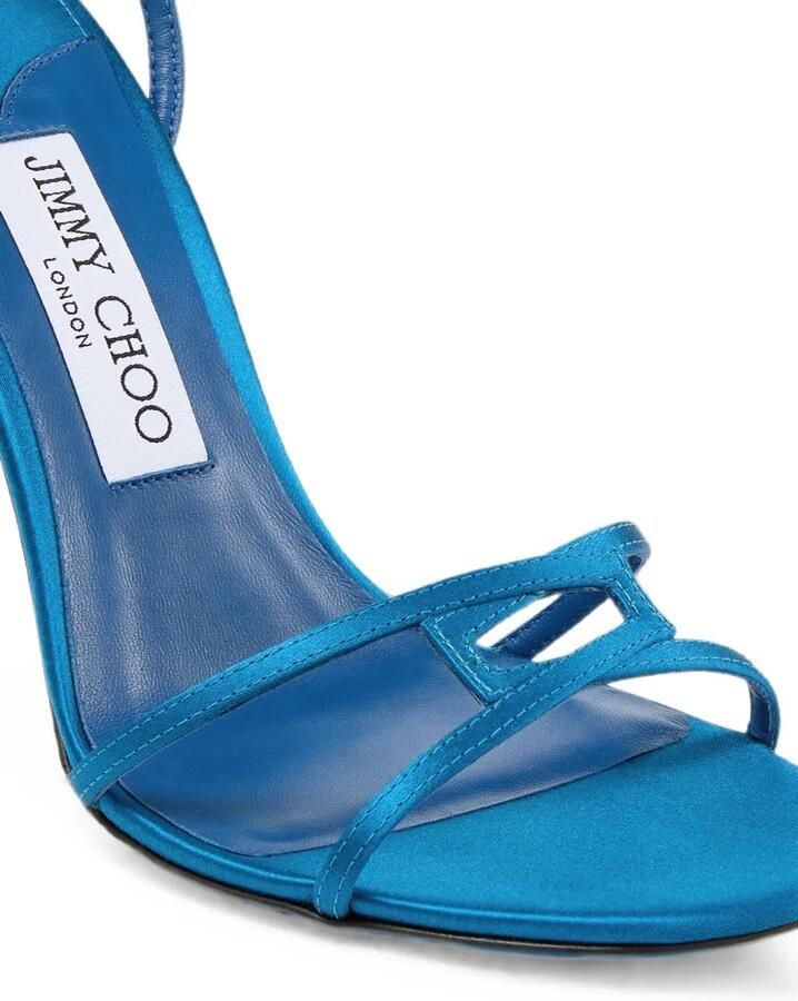 Jimmy Choo Leo 100 satijnen sandalen Blauw - Foto 4