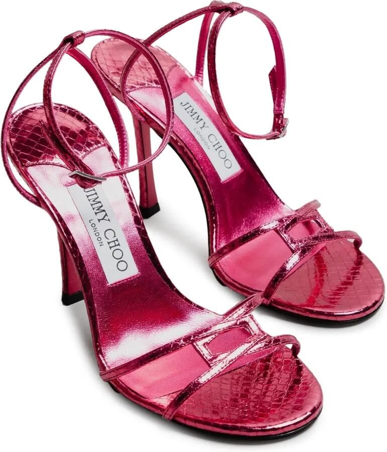 Jimmy Choo Leo sandalen van metallic leer Paars