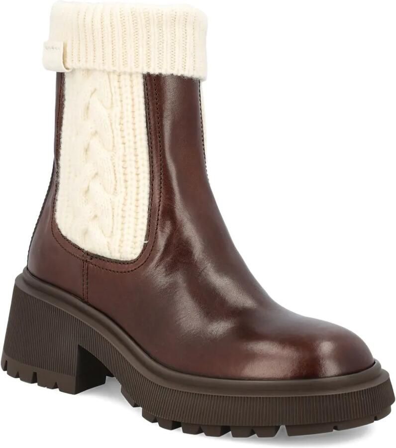 Jimmy Choo Leren laarzen met gebreide afwerking Bruin
