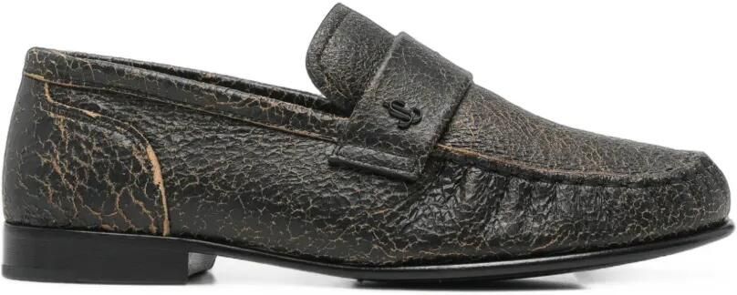 Jimmy Choo Leren loafers met gebarsten effect Bruin