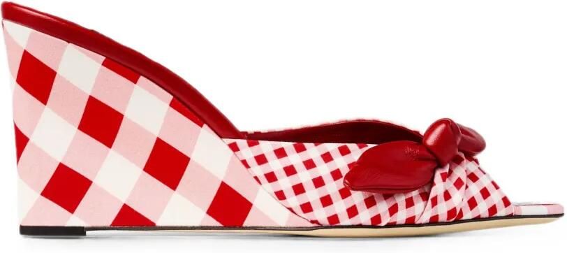 Jimmy Choo Livi Wedge 85 sandalen met gingham ruit Rood