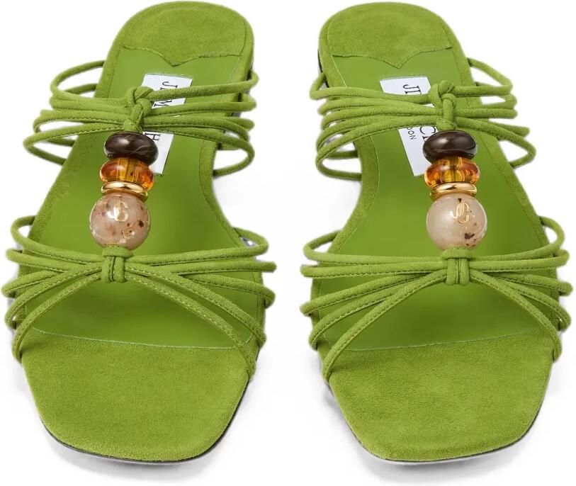 Jimmy Choo Lova muiltjes en platte klavermix suède ballerina's met kralen Groen