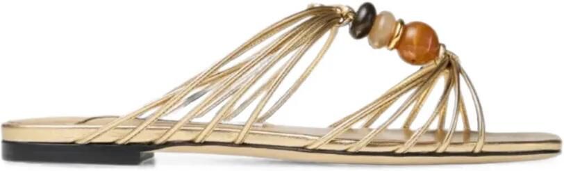 Jimmy Choo Lova sandalen verfraaid met kralen en meerdere bandjes Goud