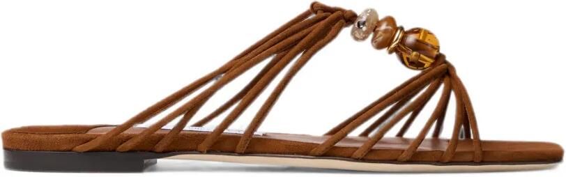 Jimmy Choo Lova suède ballerina's met kralen Bruin