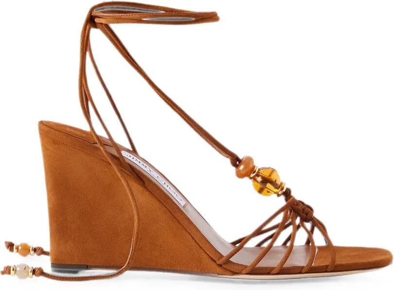 Jimmy Choo Lova suède sleehaksandalen verfraaid met kralen Bruin