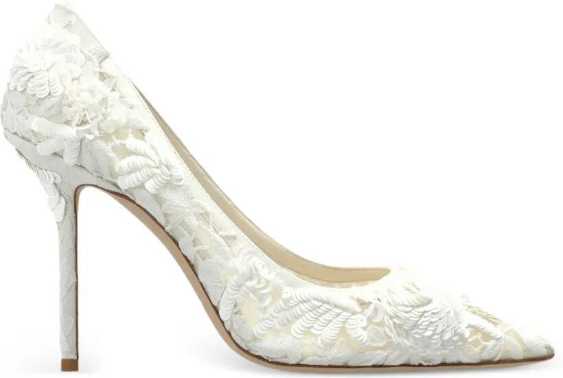 Jimmy Choo Love 100 pumps met bloemapplicatie Wit