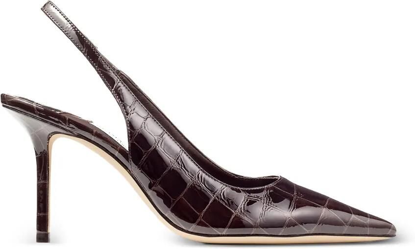 Jimmy Choo Love 85 slingback pumps met krokodillen-reliëf en puntige neus Bruin