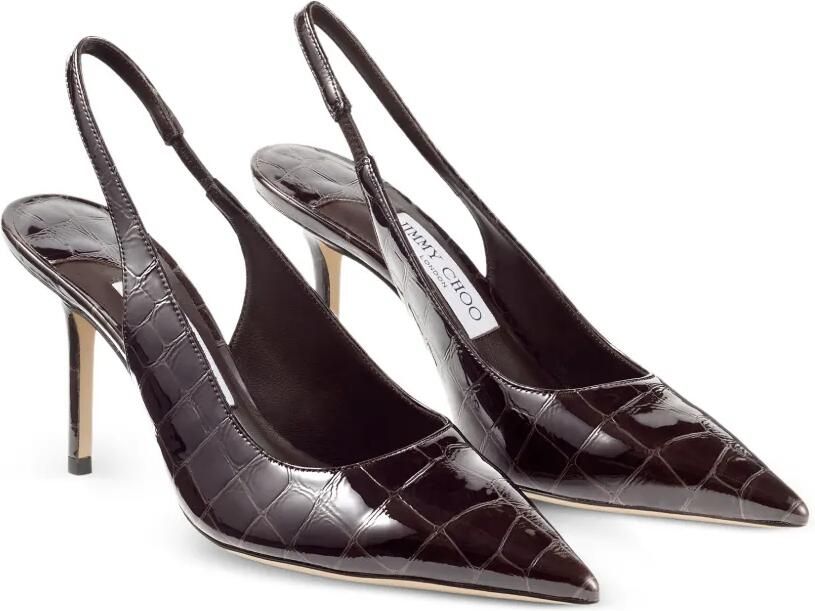 Jimmy Choo Love 85 slingback pumps met krokodillen-reliëf en puntige neus Bruin - Foto 4