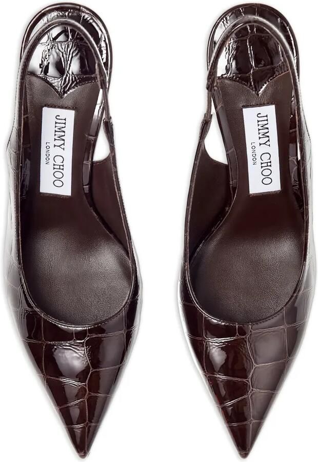 Jimmy Choo Love 85 slingback pumps met krokodillen-reliëf en puntige neus Bruin - Foto 3