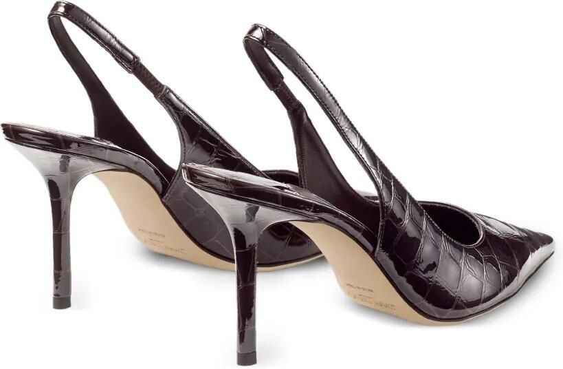 Jimmy Choo Love 85 slingback pumps met krokodillen-reliëf en puntige neus Bruin - Foto 5