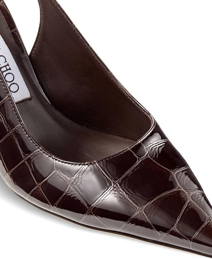 Jimmy Choo Love 85 slingback pumps met krokodillen-reliëf en puntige neus Bruin - Foto 2