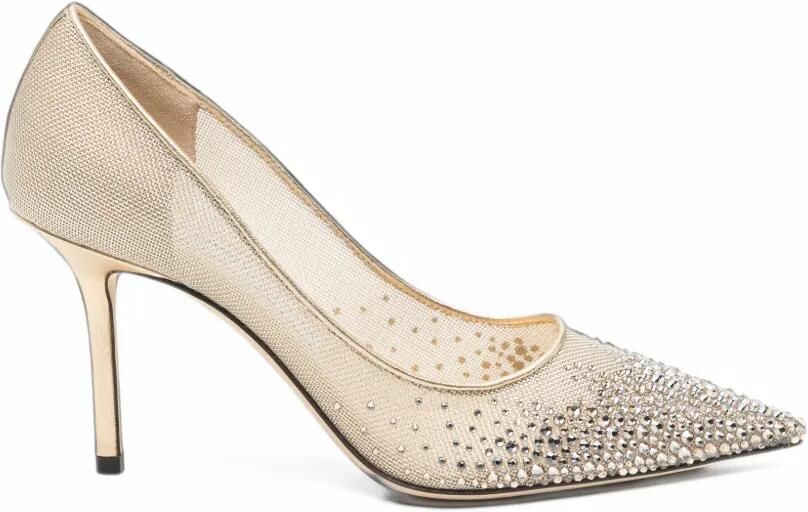 Jimmy Choo Love crystal-embellished mesh pumps Beige
