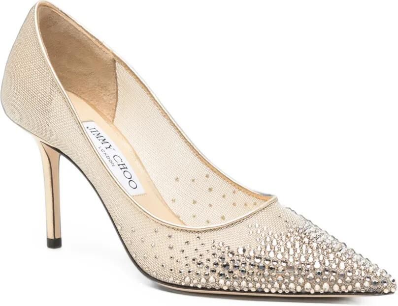Jimmy Choo Love crystal-embellished mesh pumps Beige - Foto 2