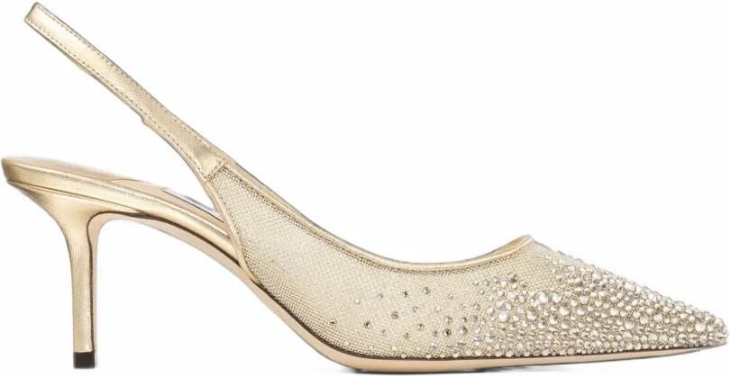 Jimmy Choo Love crystal-embellished slingback pumps Goud