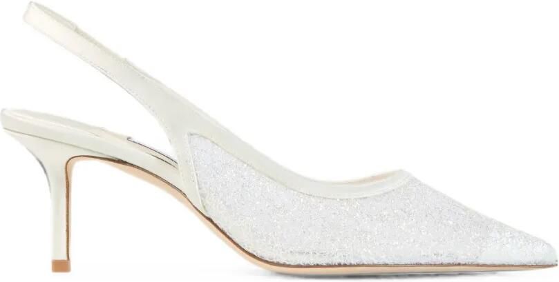 Jimmy Choo Love slingback 65 ivoorkleurige slingback pumps met glitters Wit