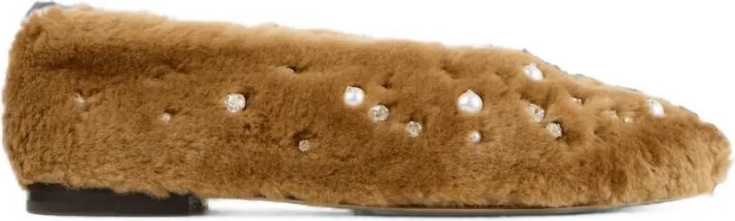 Jimmy Choo Margot ballerina's verfraaid met kristallen en imitatieparels Bruin