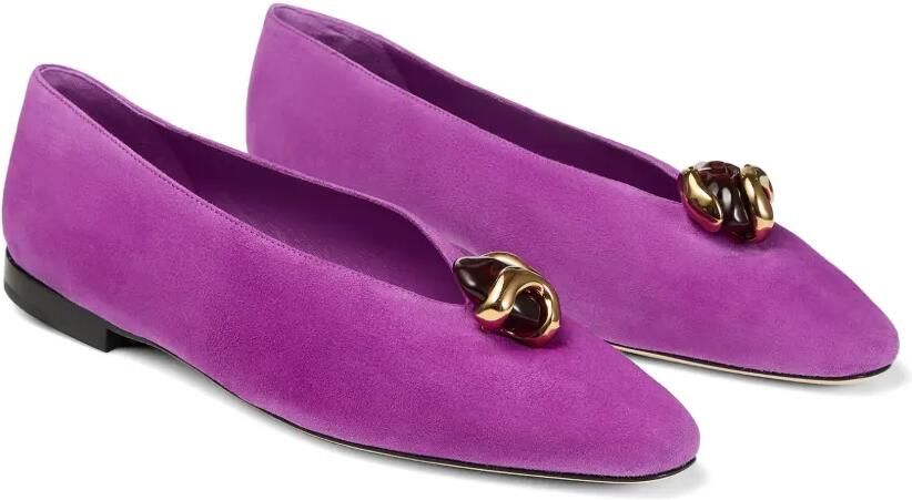 Jimmy Choo Margot violet orchidee suède ballerina's Paars - Foto 2