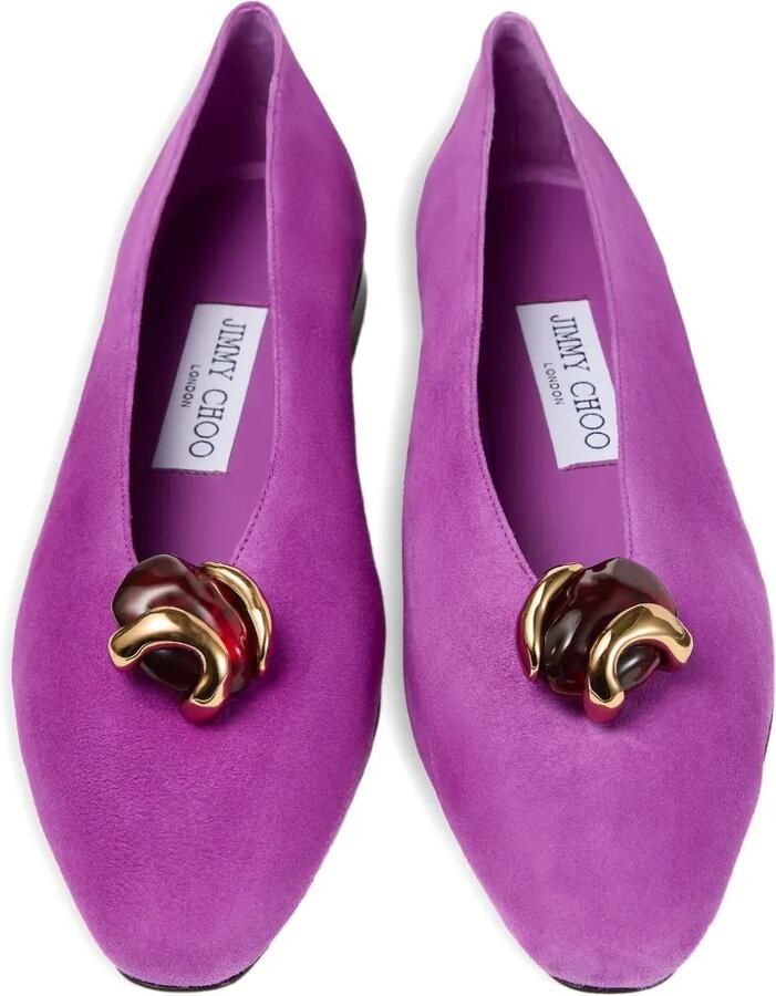 Jimmy Choo Margot violet orchidee suède ballerina's Paars - Foto 4
