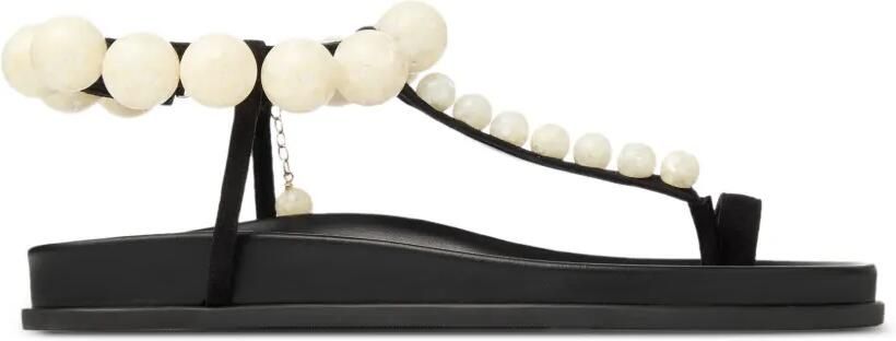 Jimmy Choo Miro leren sandalen verfraaid met parels Zwart
