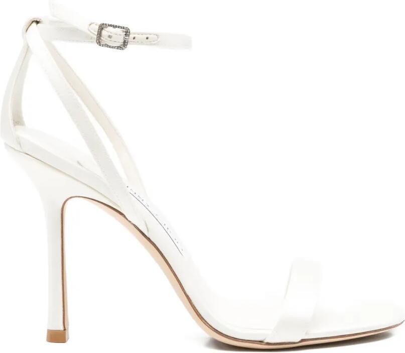 Jimmy Choo Moza sandalen met kristallen gesp en enkelbandje Wit