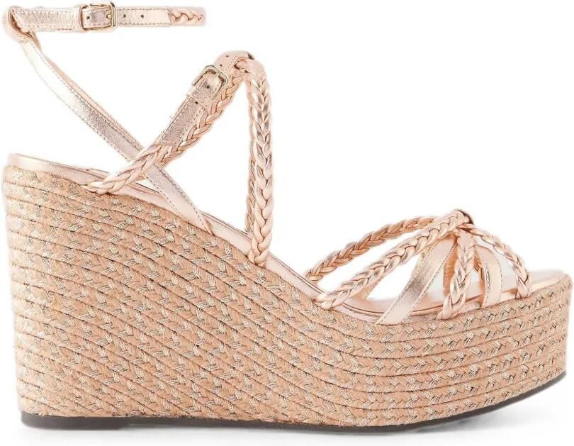 Jimmy Choo Nyra gevlochten espadrilles met sleehak Roze