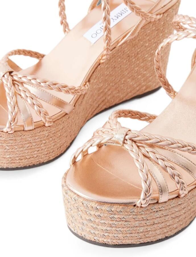 Jimmy Choo Nyra gevlochten espadrilles met sleehak Roze - Foto 3