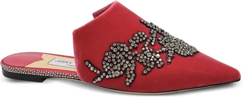 Jimmy Choo Rachel muiltjes verfraaid met kristallen Rood