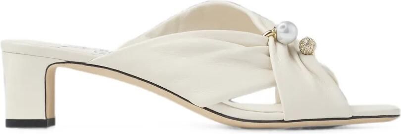 Jimmy Choo Rafi 45 leren muiltjes verfraaid met parels Wit