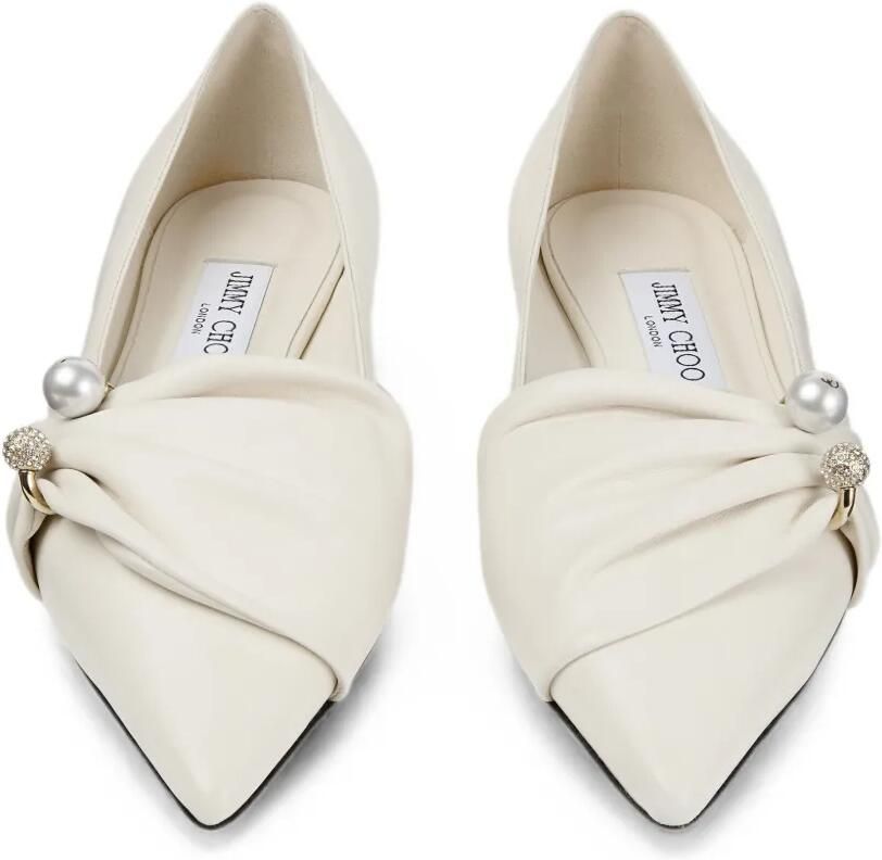 Jimmy Choo Rafi ballerina's verfraaid met parels Beige - Foto 3