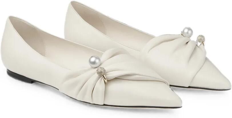 Jimmy Choo Rafi ballerina's verfraaid met parels Beige - Foto 4