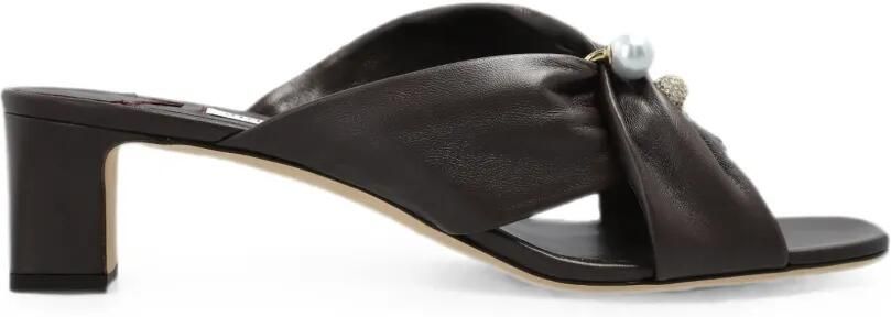 Jimmy Choo Rafi leren sandalen verfraaid met parels Bruin