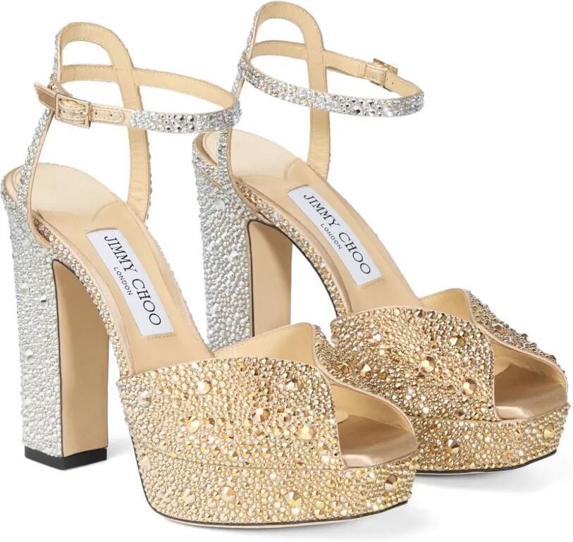 Jimmy Choo Sacaria 120 sandalen met plateauzool en kristallen Goud - Foto 5