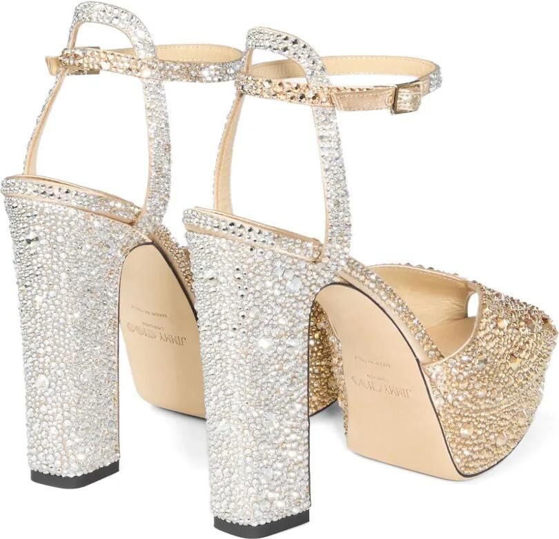 Jimmy Choo Sacaria 120 sandalen met plateauzool en kristallen Goud - Foto 4