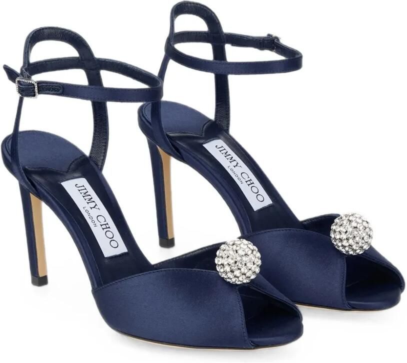 Jimmy Choo Sacora 85 satijnen sandalen verfraaid met kristallen Blauw - Foto 4